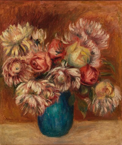 Flores en un Jarrón Verde de Pierre Auguste Renoir